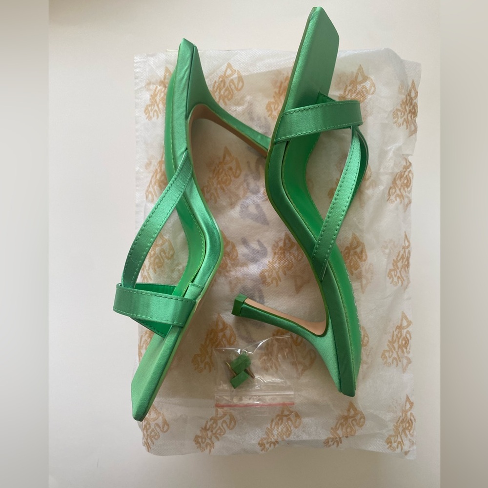 Public Desire Kristen Satin Square-Toe Stilleto Sandals Size 7 - Picture 6 of 7